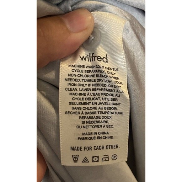 Aritzia Wilfred Light Blue Bridgerton Satin Square Neck Long Sleeve Dress Size 0 - Picture 9 of 12